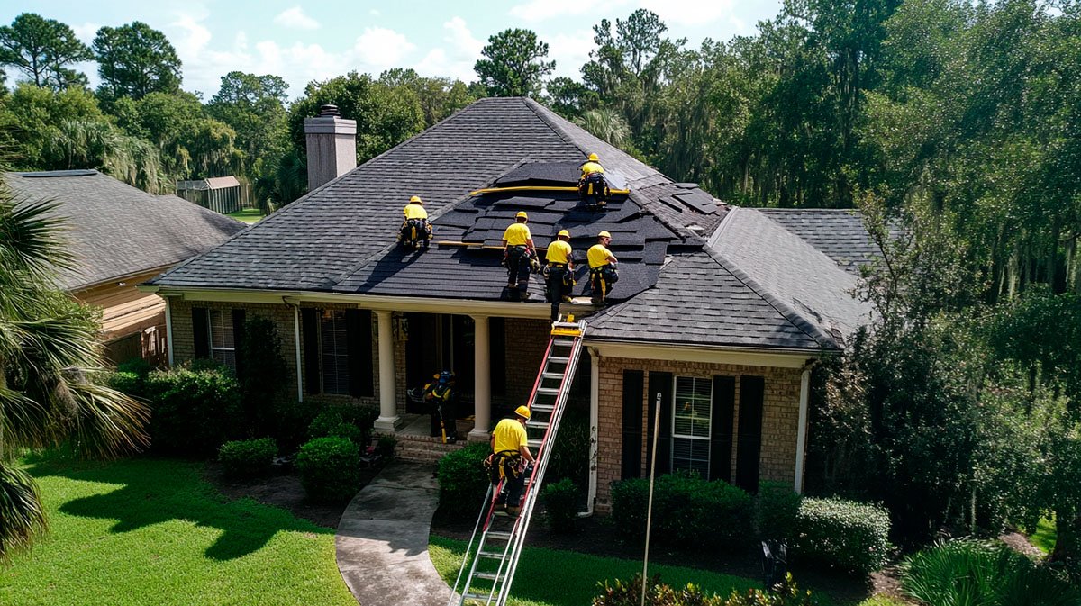 local contractors above the residential roof